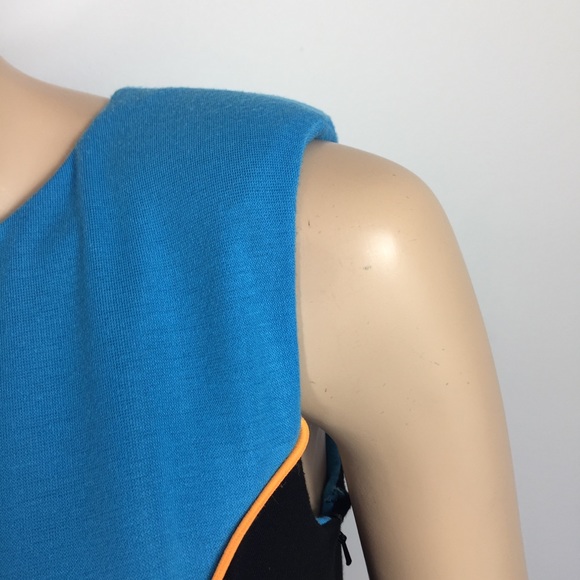 Asos Petite Color Block Sheath Dress Shoulder Pads Size 6 P Petite - Picture 5 of 8